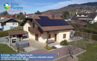 9 kWc HUAWEI + 23 RECOM LION 390Wc BiV/BiF + Batterie 10kWh
